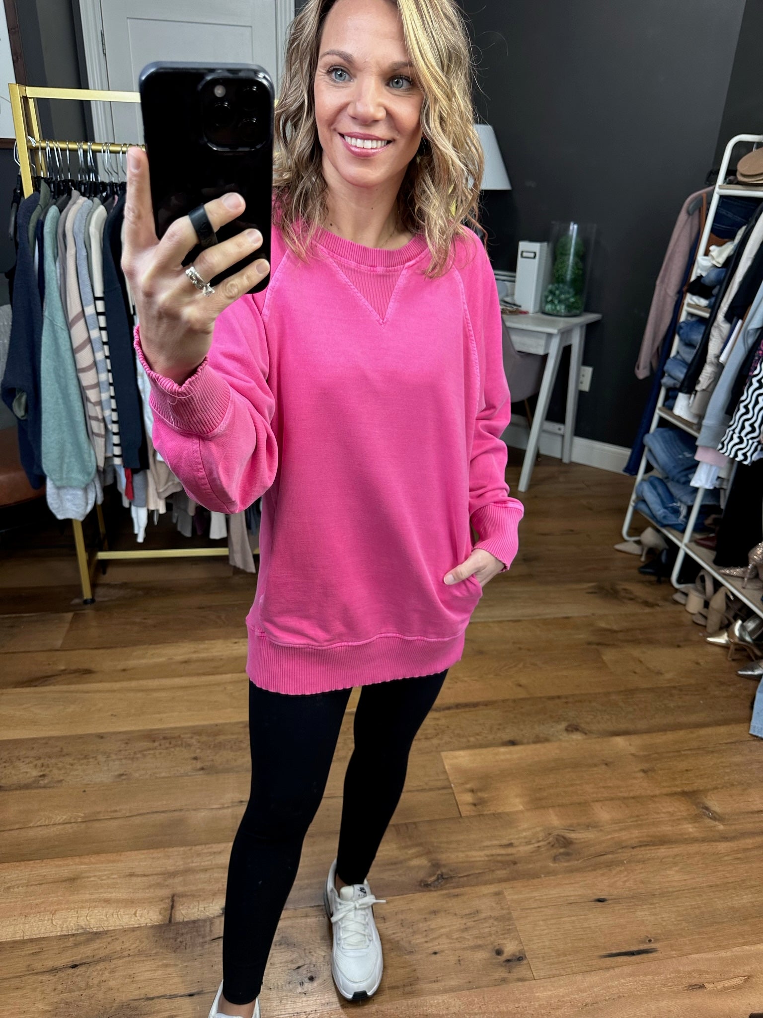 The Clara Pocket Crewneck Sweatshirt 2.0 - Multiple Options-Sweaters-Zenana TTW-5176D4-Anna Kaytes Boutique, Women's Fashion Boutique in Grinnell, Iowa