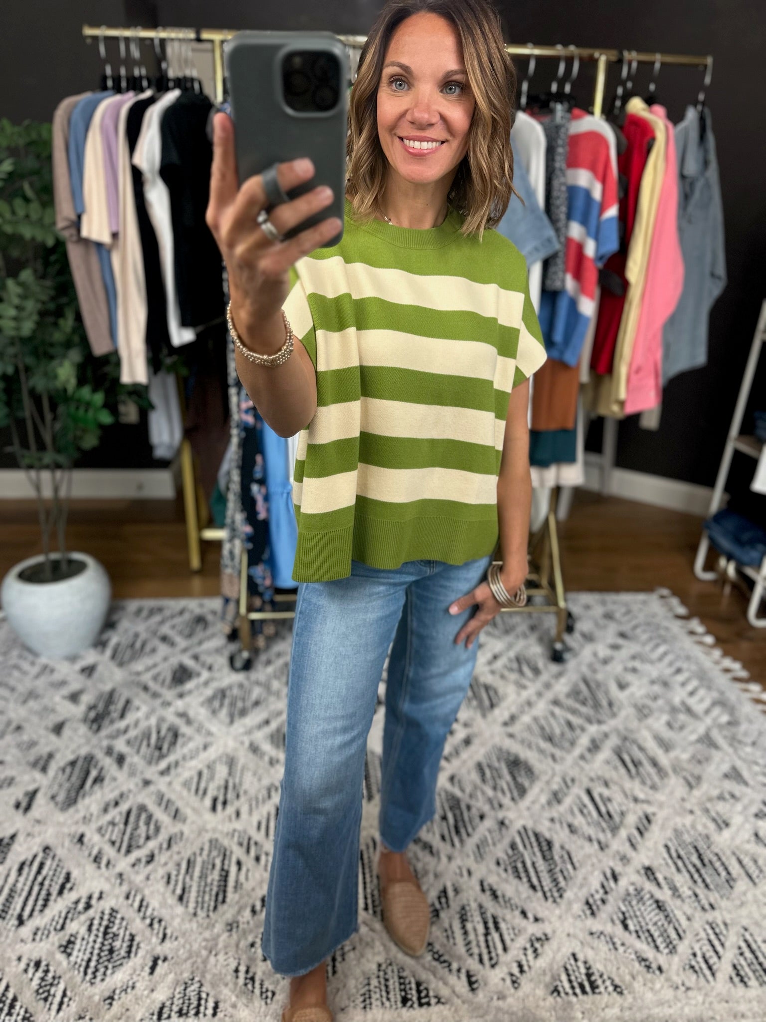 Match My Tone Striped Knit Top-Short Sleeves-Entro-Anna Kaytes Boutique, Women's Fashion Boutique in Grinnell, Iowa