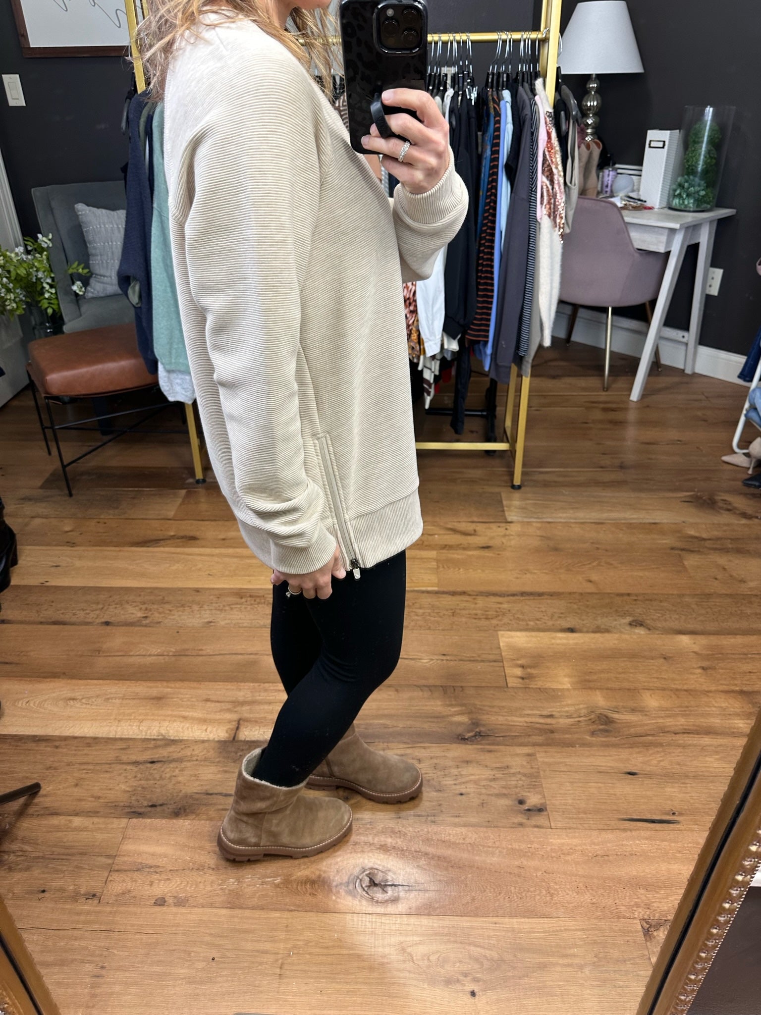 On The Outside Ribbed Crew With Zip Hem Detail - Multiple Options-Long Sleeves-Thread & Supply T2724ORKTS-Anna Kaytes Boutique, Women's Fashion Boutique in Grinnell, Iowa