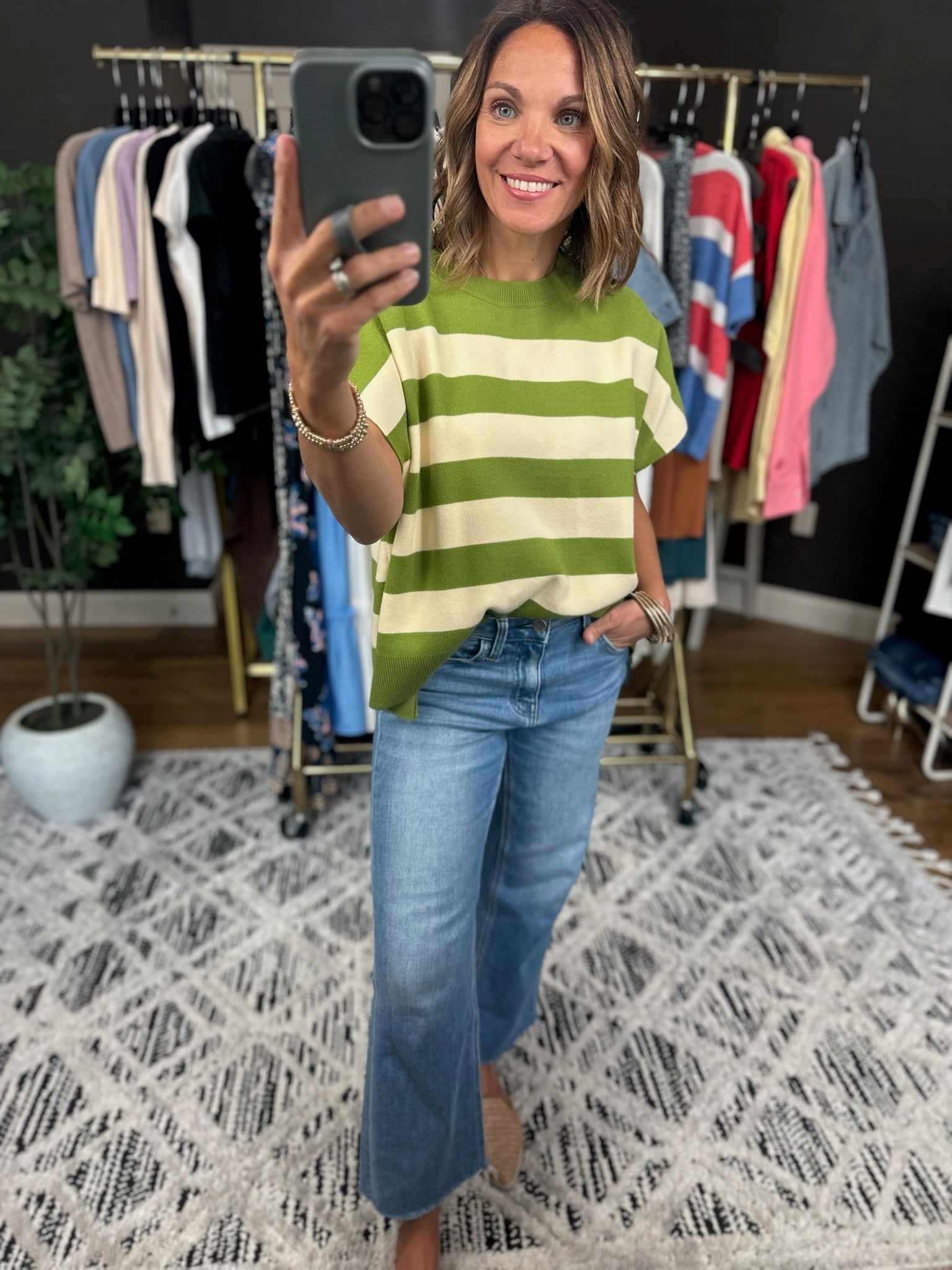 Match My Tone Striped Knit Top-Short Sleeves-Entro-Anna Kaytes Boutique, Women's Fashion Boutique in Grinnell, Iowa