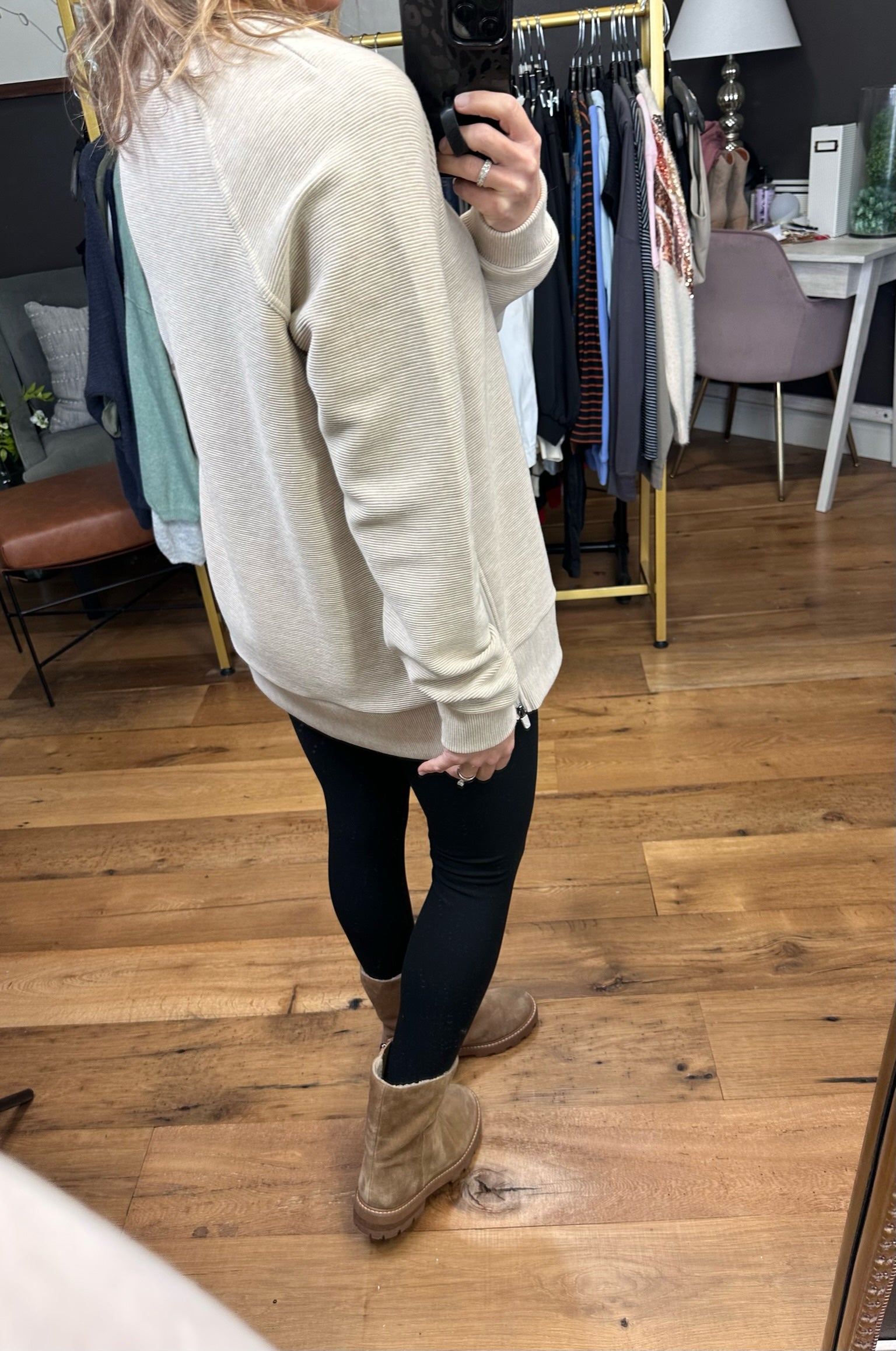 On The Outside Ribbed Crew With Zip Hem Detail - Multiple Options-Long Sleeves-Thread & Supply T2724ORKTS-Anna Kaytes Boutique, Women's Fashion Boutique in Grinnell, Iowa