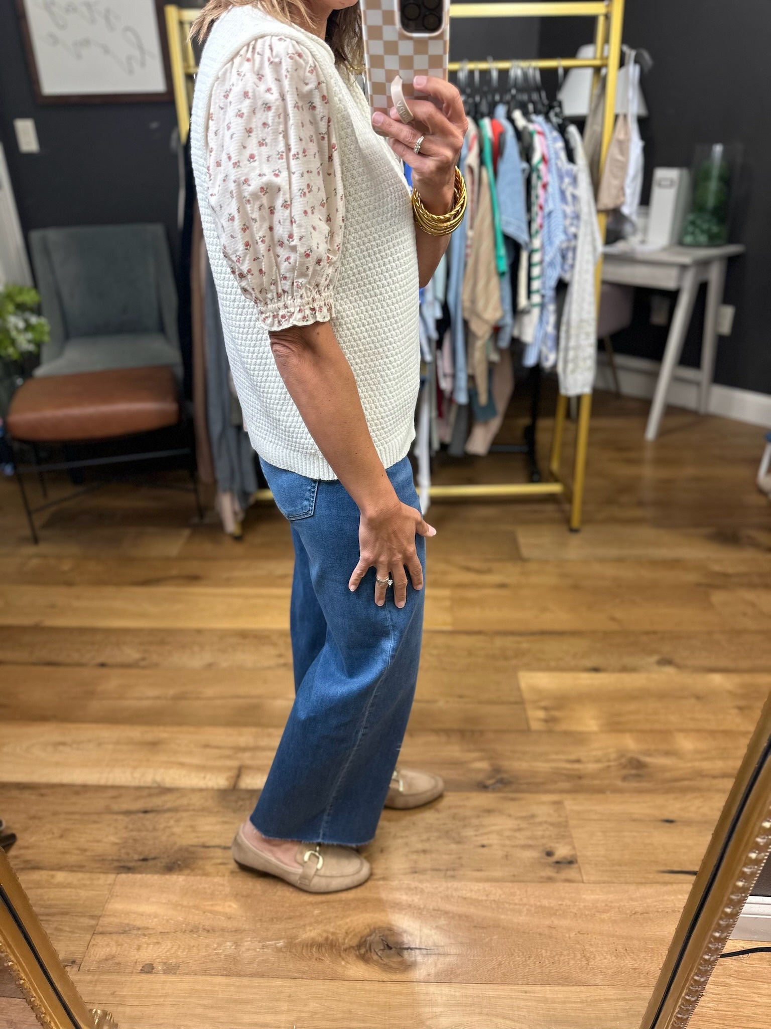 From My View Textured Top - Cream/Red-Wishlist-Anna Kaytes Boutique, Women's Fashion Boutique in Grinnell, Iowa