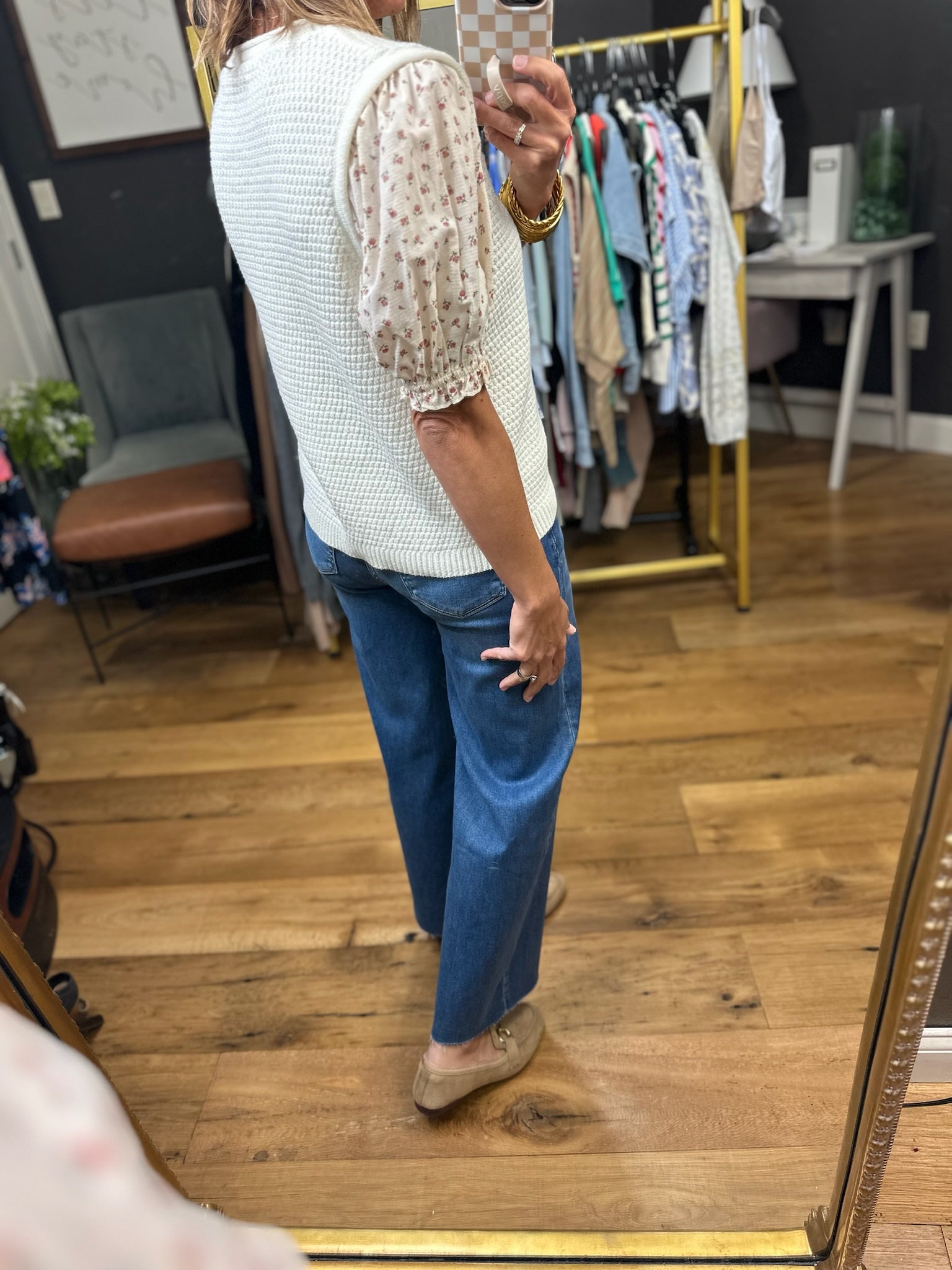 From My View Textured Top - Cream/Red-Wishlist-Anna Kaytes Boutique, Women's Fashion Boutique in Grinnell, Iowa