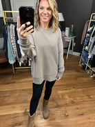 On The Outside Ribbed Crew With Zip Hem Detail - Multiple Options-Long Sleeves-Thread & Supply T2724ORKTS-Anna Kaytes Boutique, Women's Fashion Boutique in Grinnell, Iowa