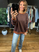 Something Cozy Striped Crewneck-Sweaters-Blu Pepper-Anna Kaytes Boutique, Women's Fashion Boutique in Grinnell, Iowa