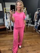 Pink World Washed Pocket Top + Pant Set - Pink-Two Piece Set-Entro-Anna Kaytes Boutique, Women's Fashion Boutique in Grinnell, Iowa