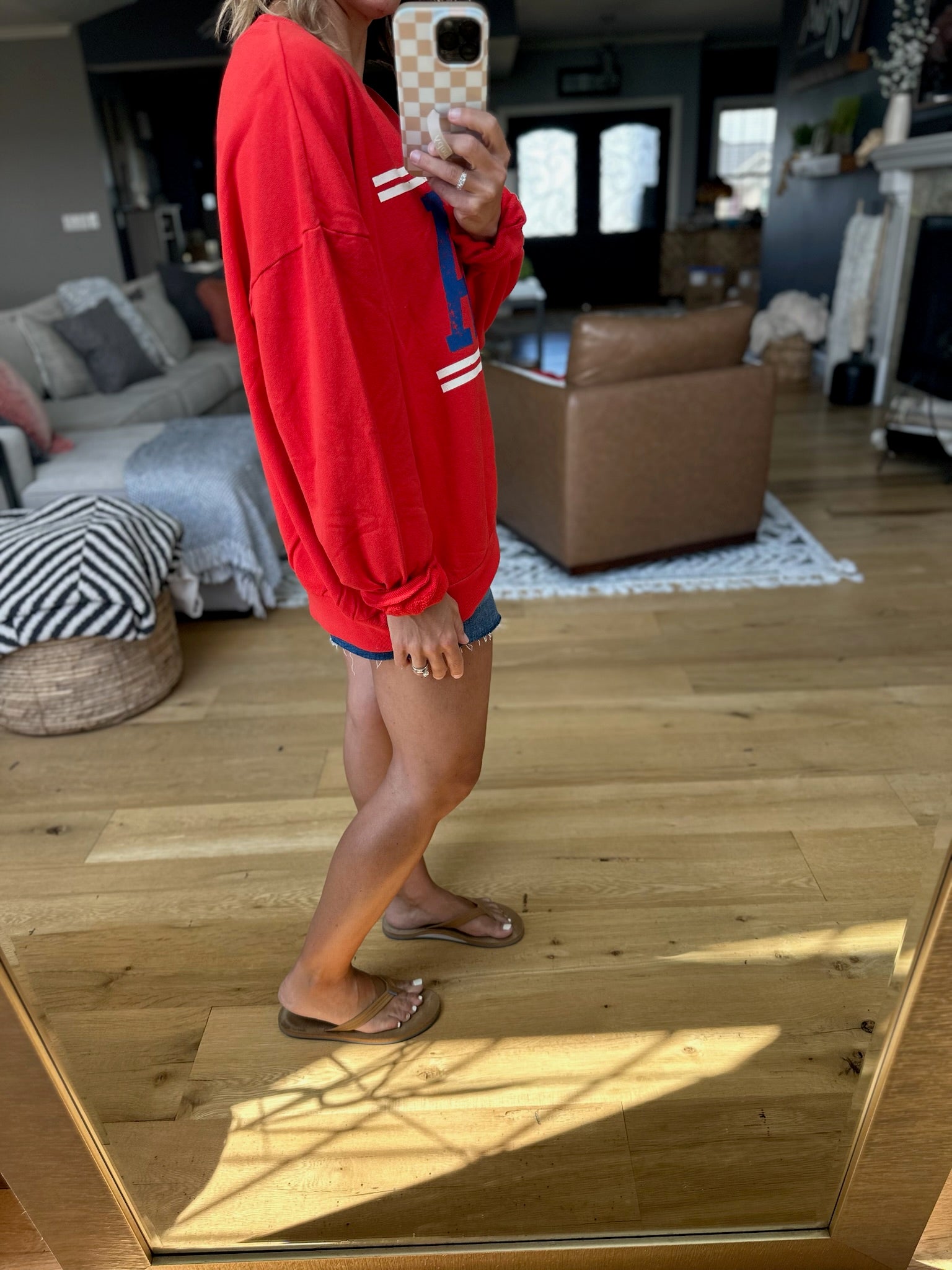 Born in the USA Bold Sweatshirt - Red-Sweaters-Z Supply-Anna Kaytes Boutique, Women's Fashion Boutique in Grinnell, Iowa