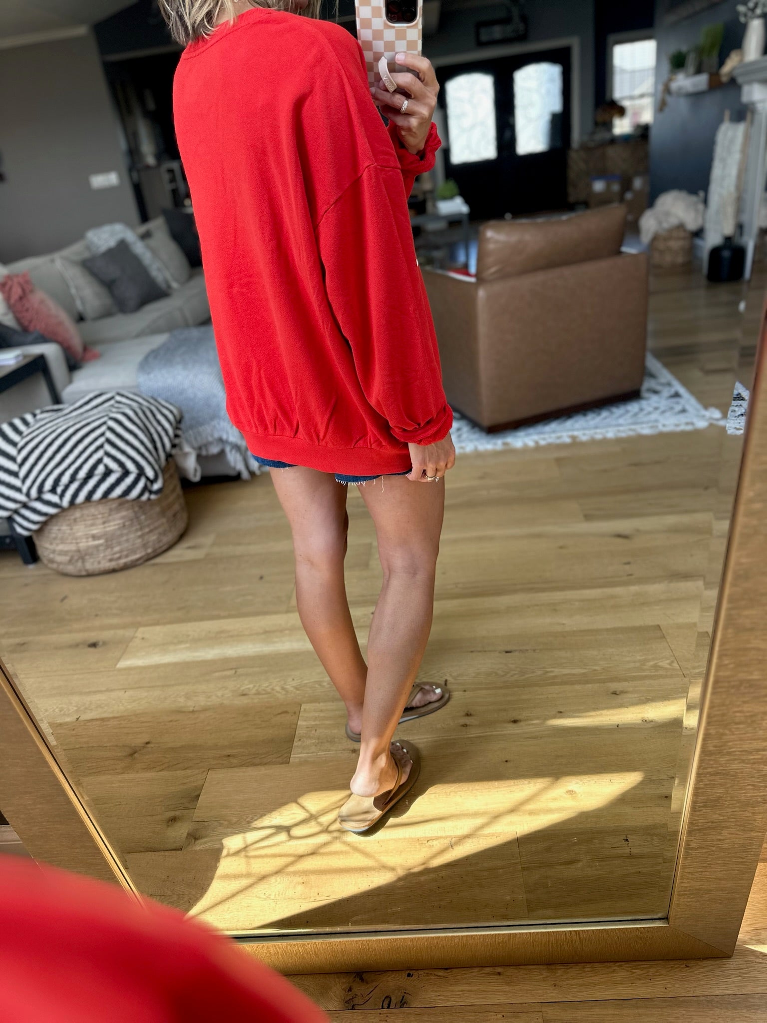 Born in the USA Bold Sweatshirt - Red-Sweaters-Z Supply-Anna Kaytes Boutique, Women's Fashion Boutique in Grinnell, Iowa