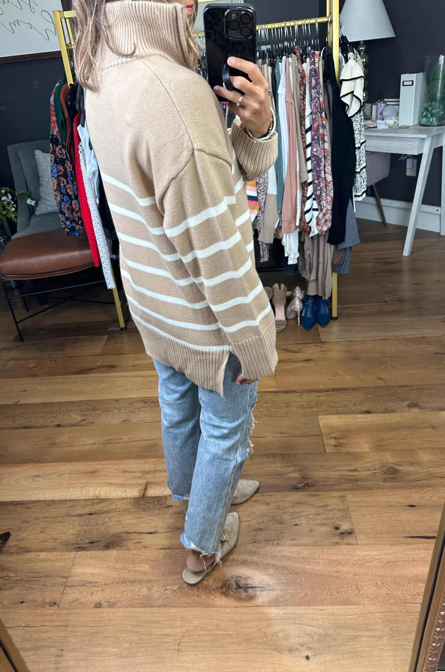 Happens So Fast Striped Sweater With Zipper Detail - Multiple Options-In Loom ILS8801-Anna Kaytes Boutique, Women's Fashion Boutique in Grinnell, Iowa