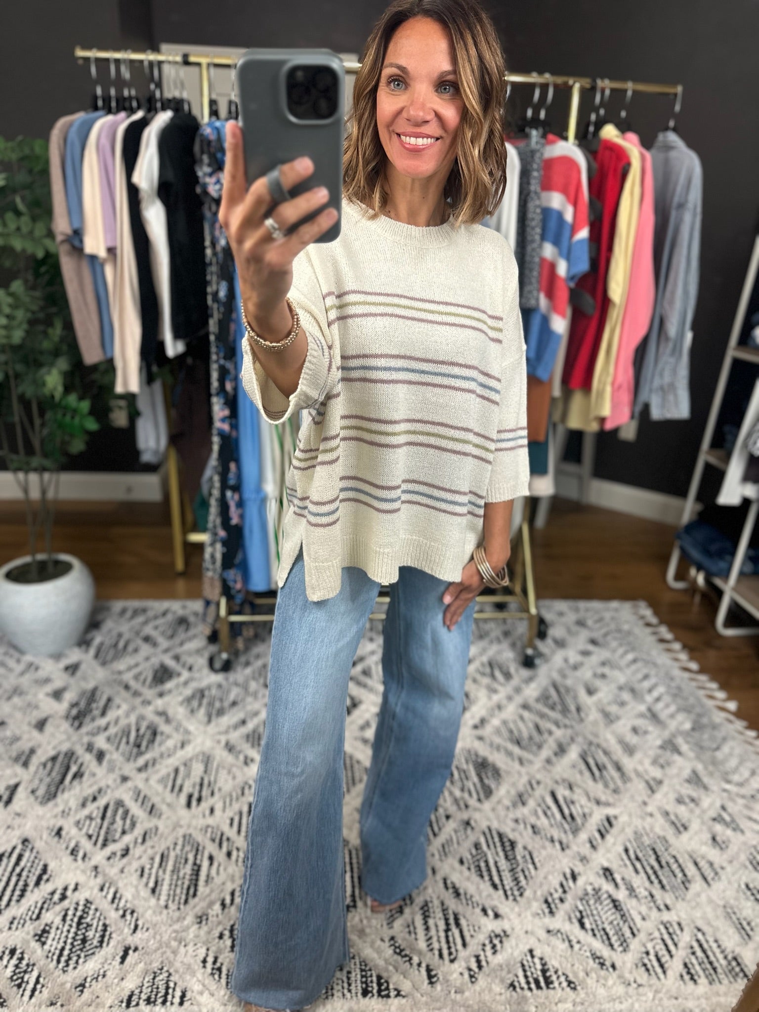 Trusting You Striped Knit Top-Sweaters-Be Cool-Anna Kaytes Boutique, Women's Fashion Boutique in Grinnell, Iowa