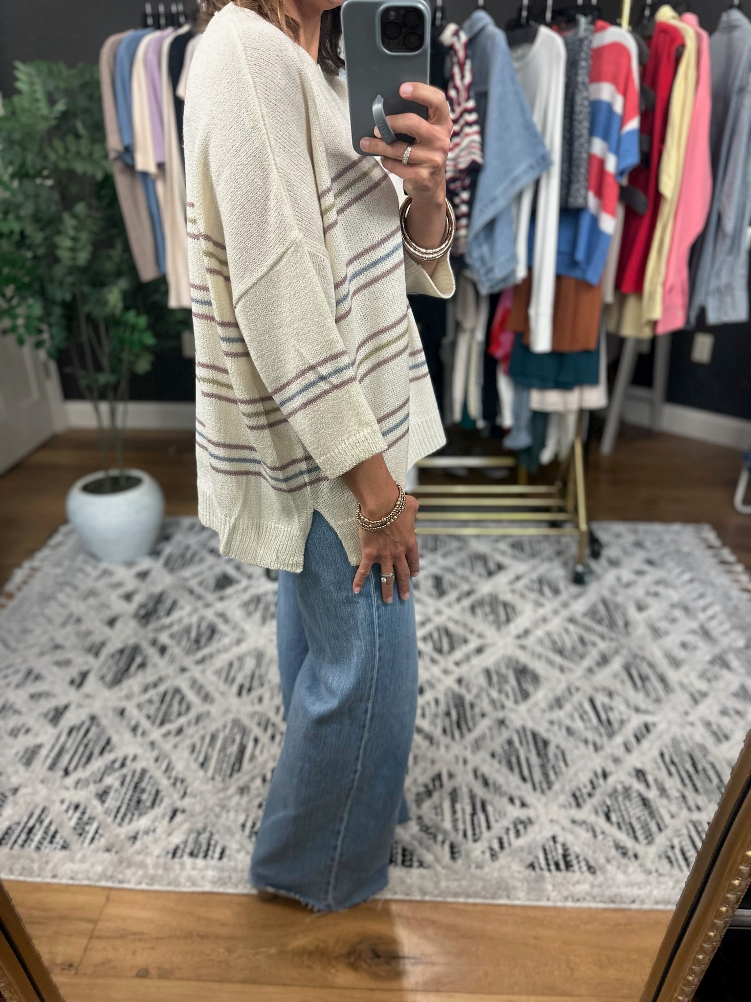 Trusting You Striped Knit Top-Sweaters-Be Cool-Anna Kaytes Boutique, Women's Fashion Boutique in Grinnell, Iowa