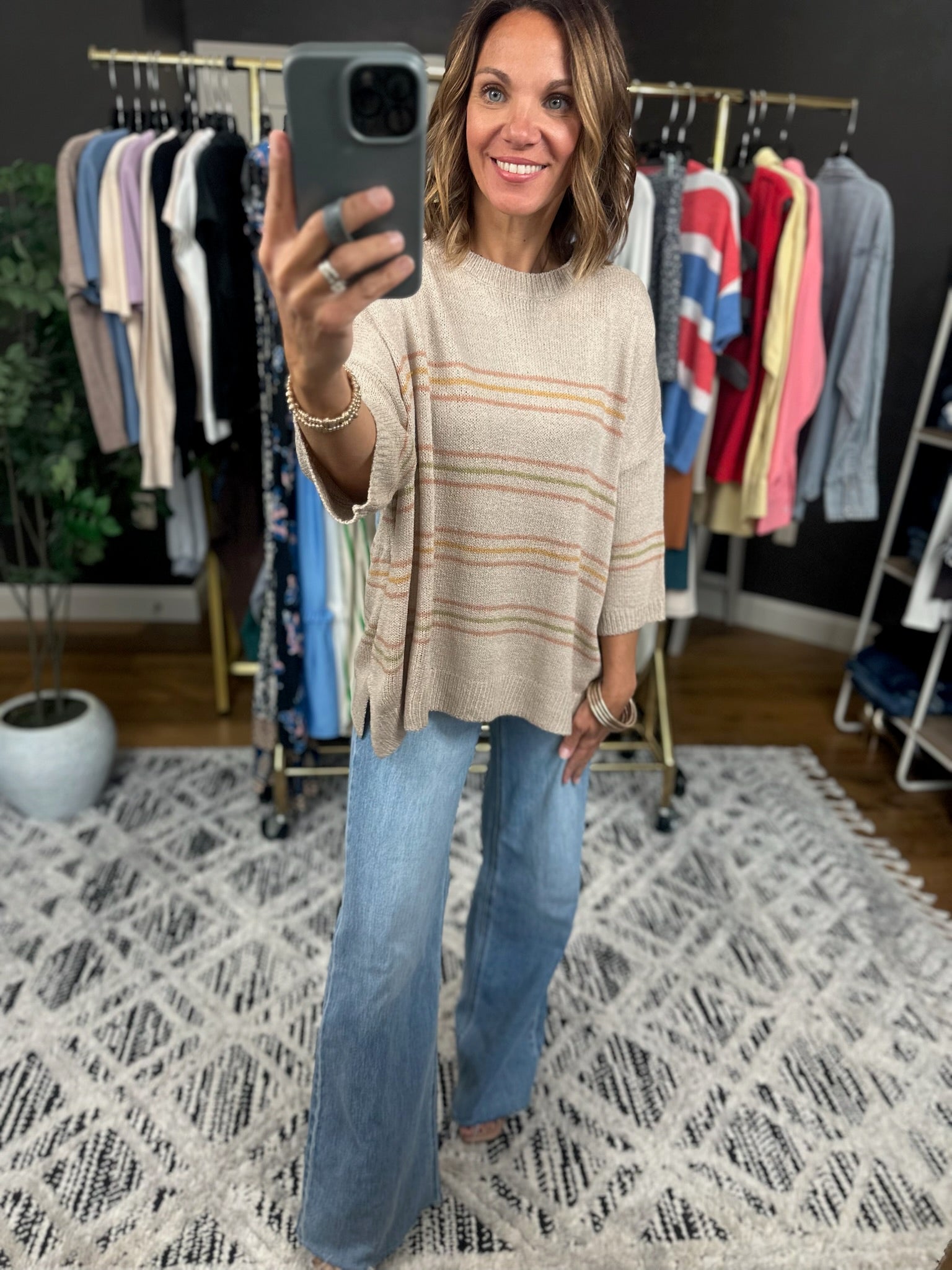 Trusting You Striped Knit Top-Sweaters-Be Cool-Anna Kaytes Boutique, Women's Fashion Boutique in Grinnell, Iowa