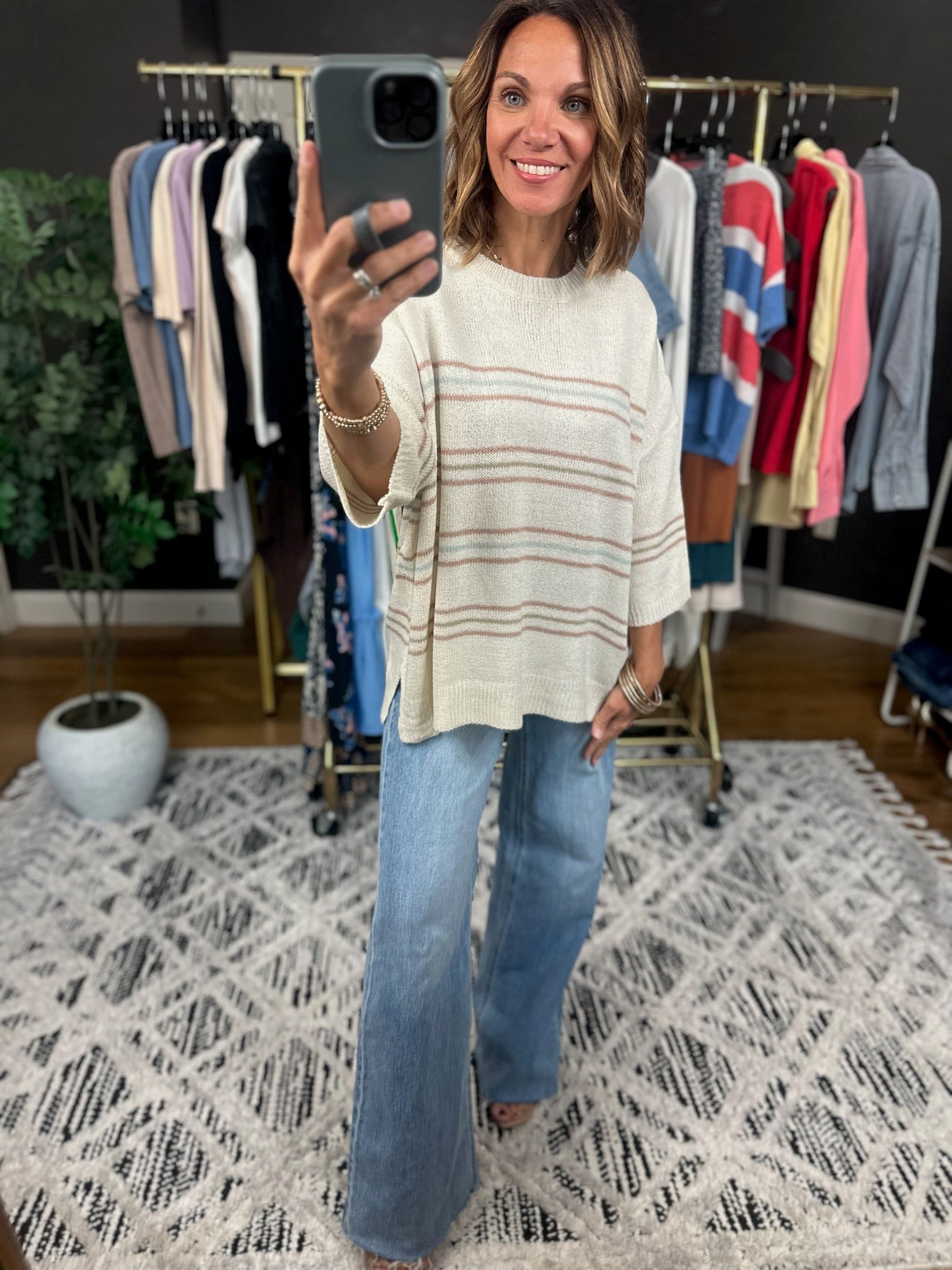 Trusting You Striped Knit Top-Sweaters-Be Cool-Anna Kaytes Boutique, Women's Fashion Boutique in Grinnell, Iowa