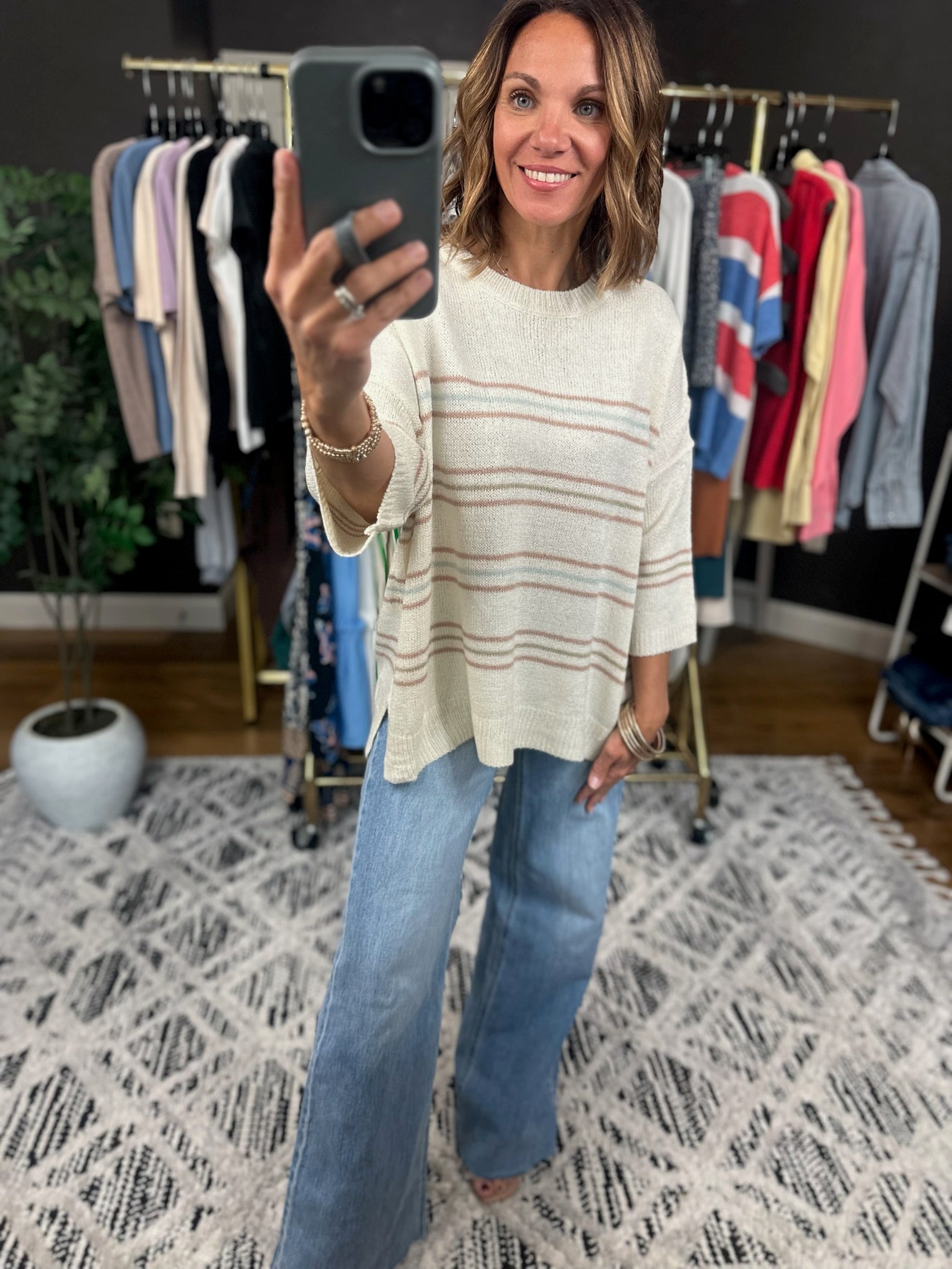 Trusting You Striped Knit Top-Sweaters-Be Cool-Anna Kaytes Boutique, Women's Fashion Boutique in Grinnell, Iowa