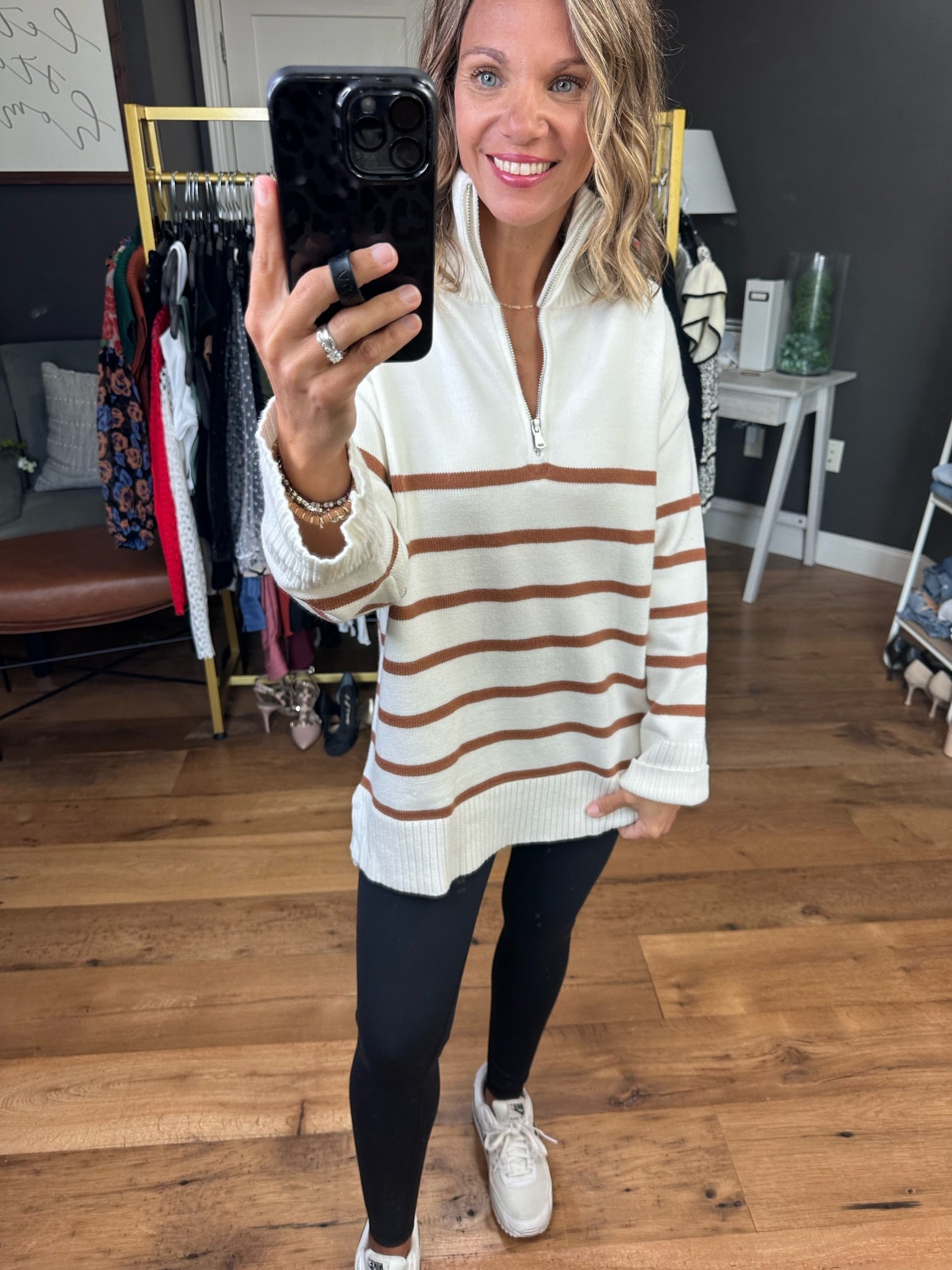 Happens So Fast Striped Sweater With Zipper Detail - Multiple Options