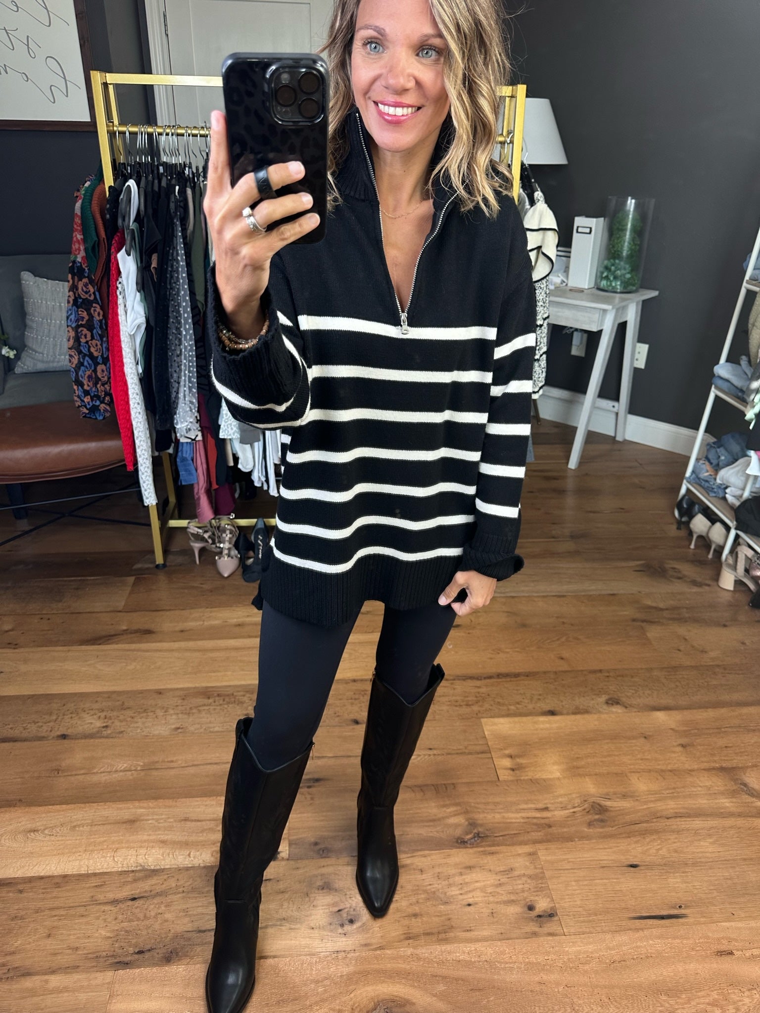 Happens So Fast Striped Sweater With Zipper Detail - Multiple Options-In Loom ILS8801-Anna Kaytes Boutique, Women's Fashion Boutique in Grinnell, Iowa