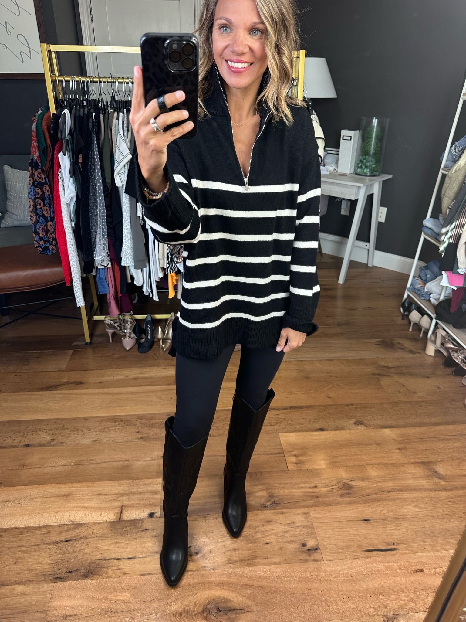 Happens So Fast Striped Sweater With Zipper Detail - Multiple Options-In Loom ILS8801-Anna Kaytes Boutique, Women's Fashion Boutique in Grinnell, Iowa