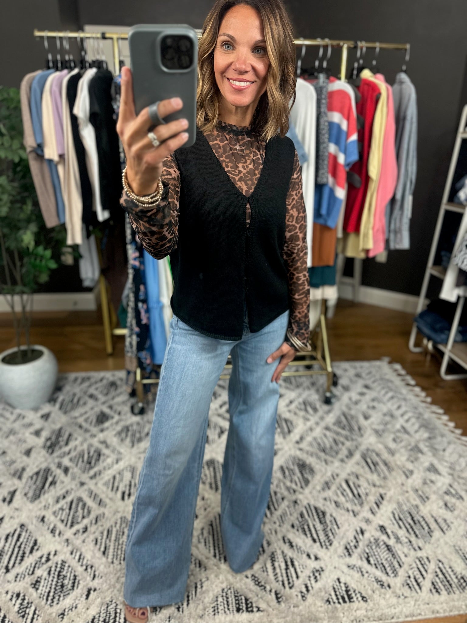 Merely Curious Button Knit Vest - Black-Short Sleeves-Wishlist-Anna Kaytes Boutique, Women's Fashion Boutique in Grinnell, Iowa