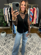 Merely Curious Button Knit Vest - Black-Short Sleeves-Wishlist-Anna Kaytes Boutique, Women's Fashion Boutique in Grinnell, Iowa