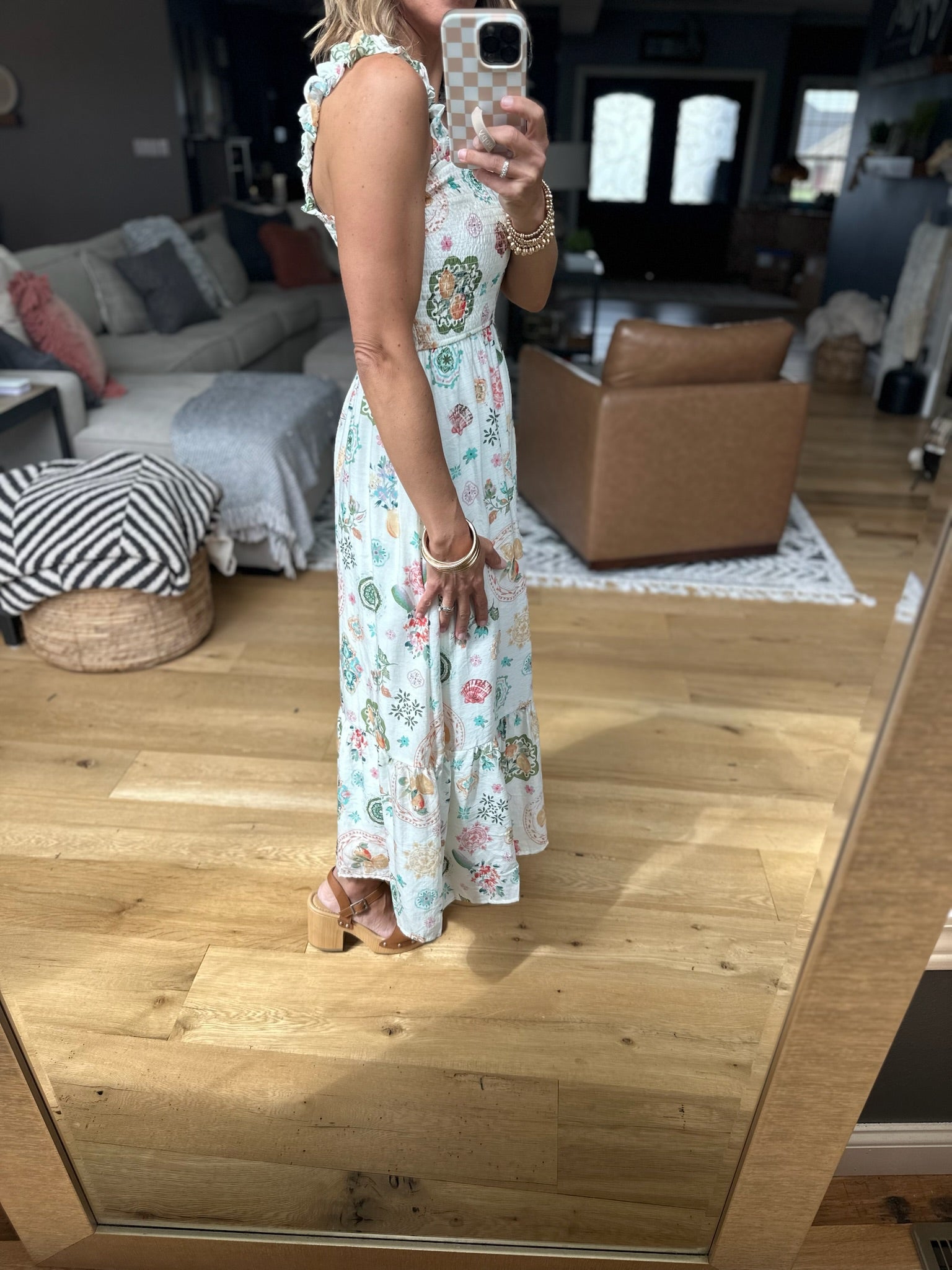 Blissful Floral Midi Dress - Ivory Multi-Dresses-Blu Pepper-Anna Kaytes Boutique, Women's Fashion Boutique in Grinnell, Iowa