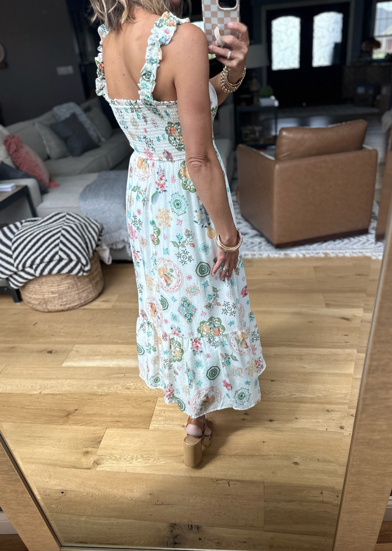 Blissful Floral Midi Dress - Ivory Multi-Dresses-Blu Pepper-Anna Kaytes Boutique, Women's Fashion Boutique in Grinnell, Iowa