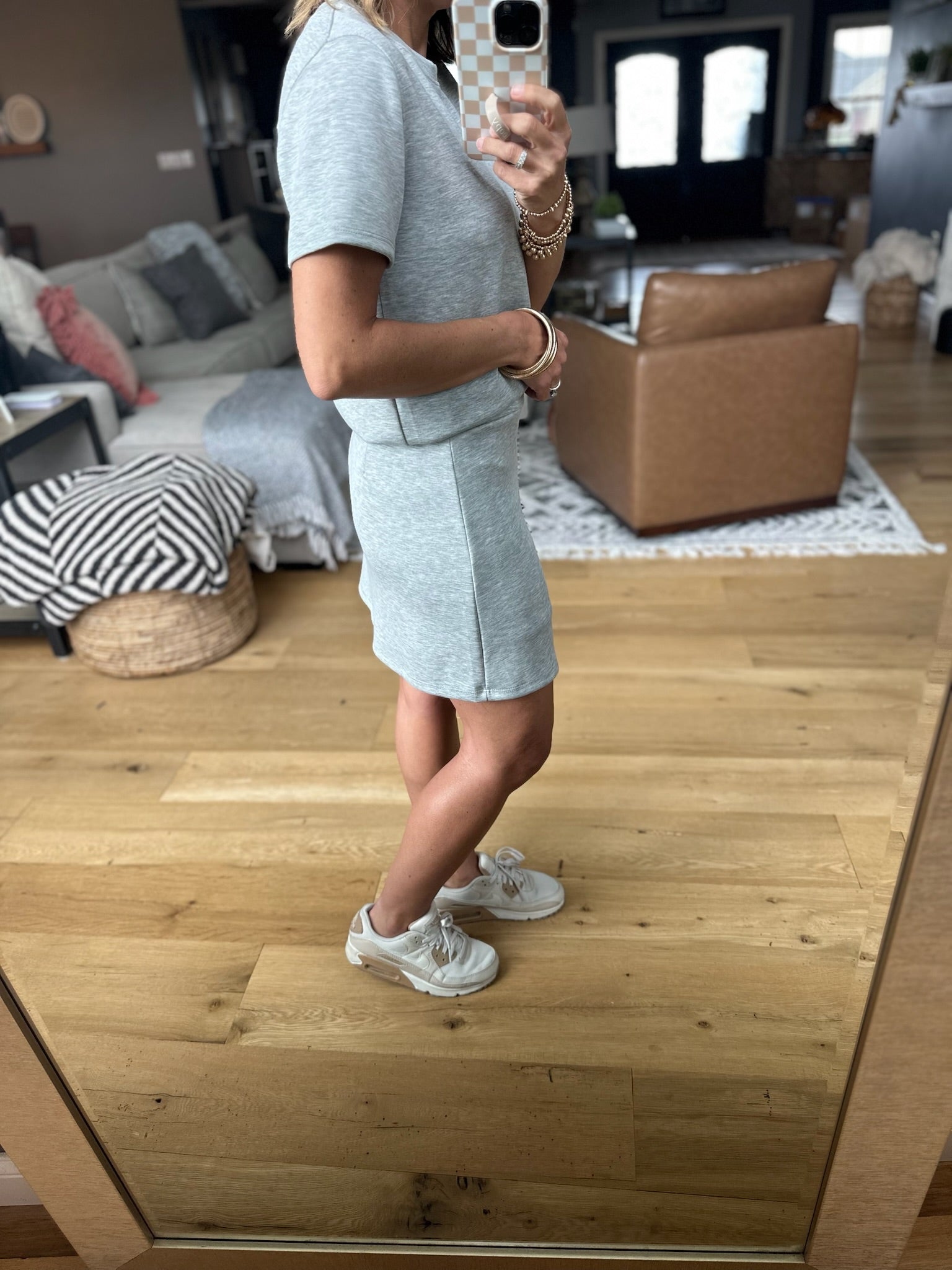 Worth A Shot Skort + Tee Set - Heather Grey-Wasabi & Mint-Anna Kaytes Boutique, Women's Fashion Boutique in Grinnell, Iowa