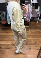 The Jenna Vintage Fleece Lounge Pant - Taupe-Two Piece Set-Mono B Kp12076-Anna Kaytes Boutique, Women's Fashion Boutique in Grinnell, Iowa