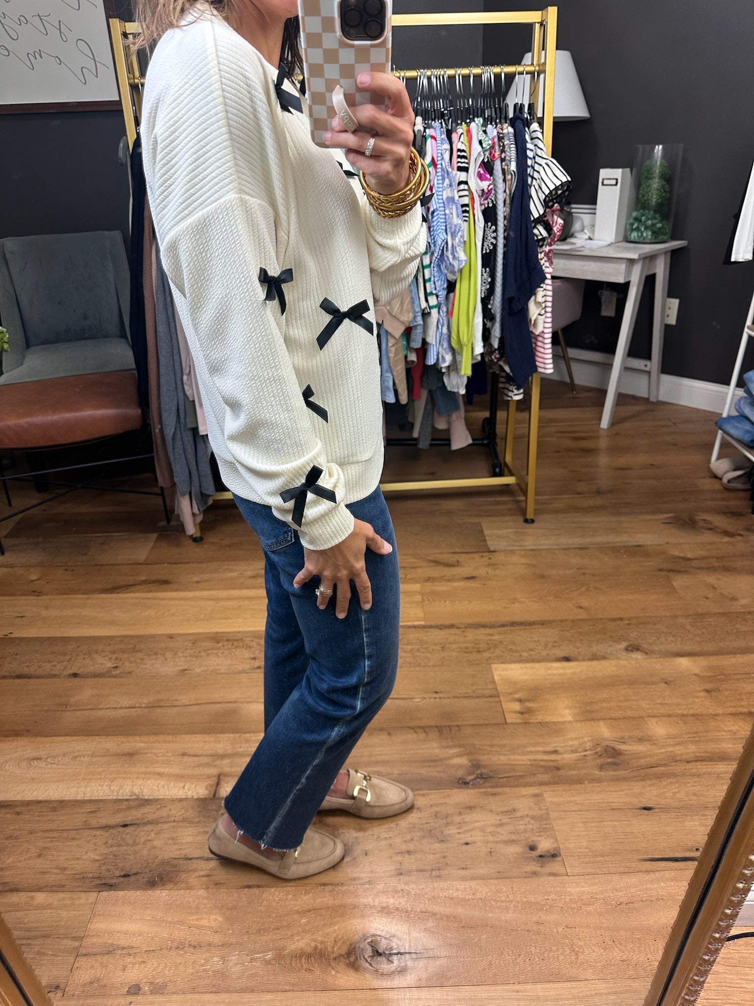 Back & Forth Bow Detail Top - Cream-Eesome-Anna Kaytes Boutique, Women's Fashion Boutique in Grinnell, Iowa