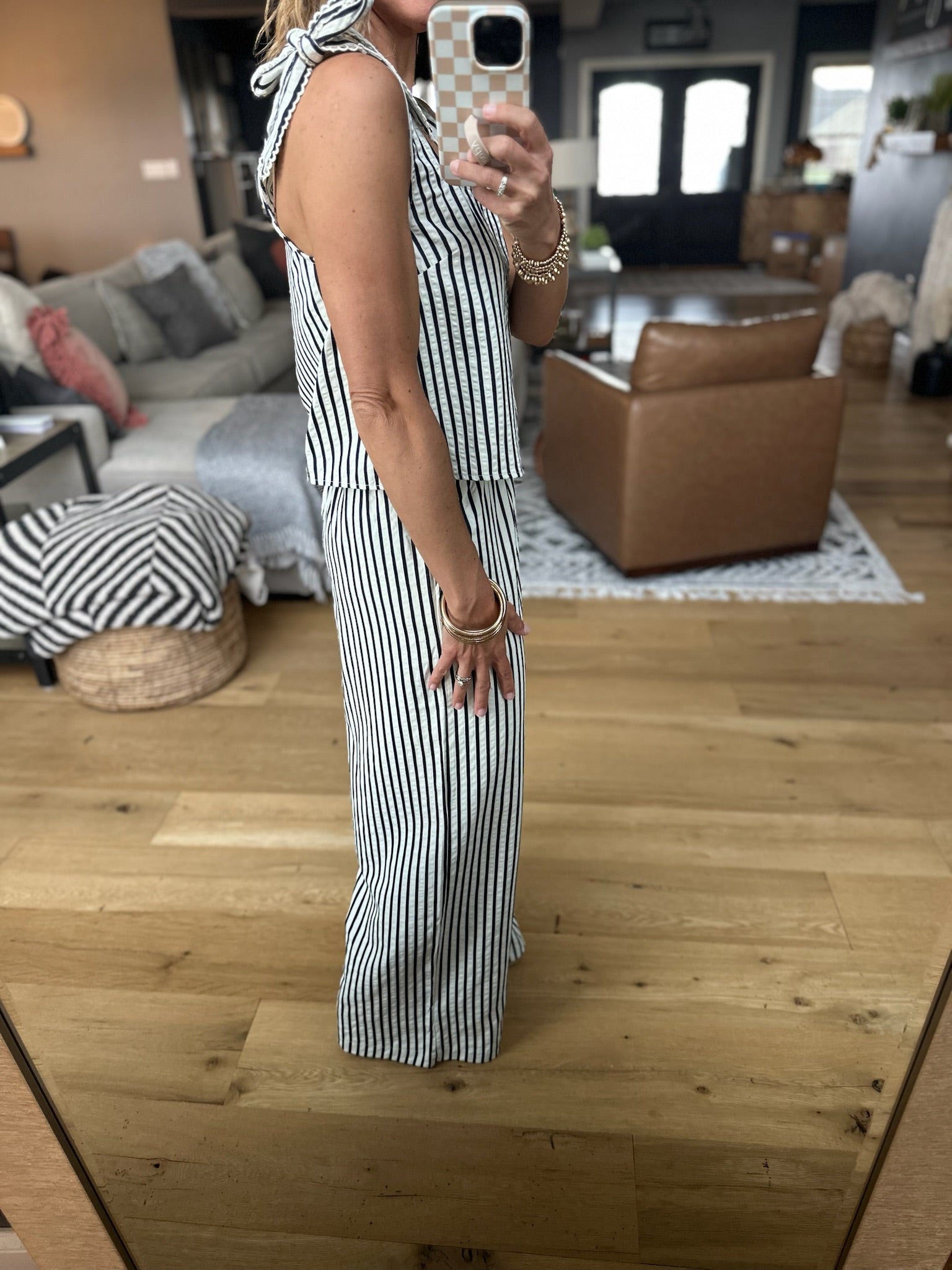 All Together Now Striped 2-Piece Set - Ivory/Denim-Jumpsuits-By Together-Anna Kaytes Boutique, Women's Fashion Boutique in Grinnell, Iowa