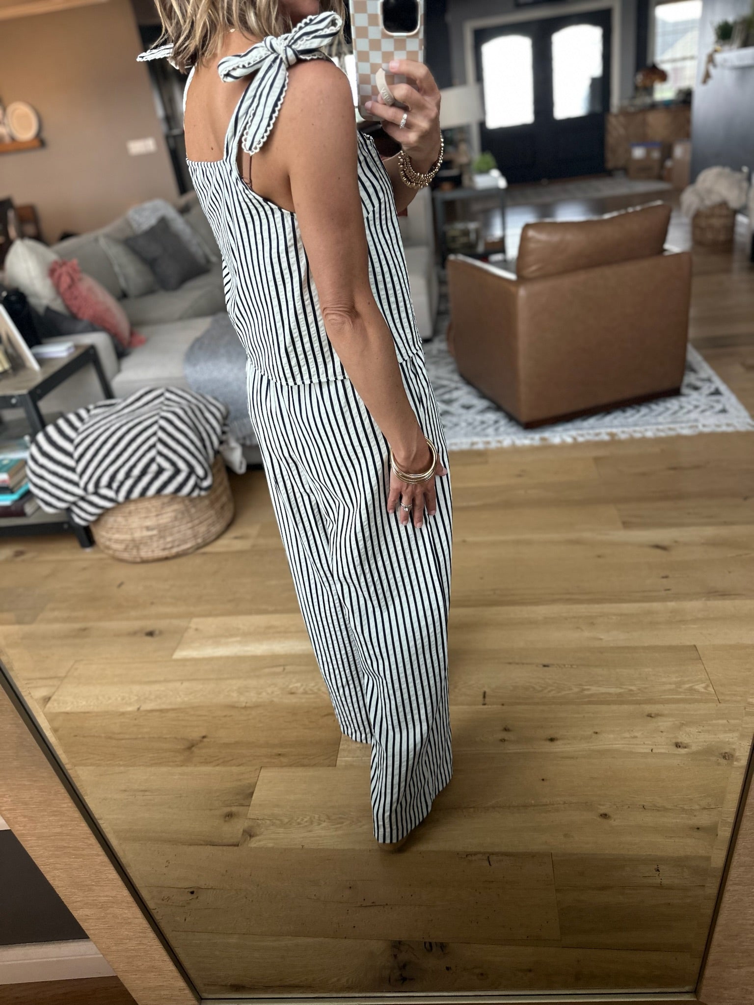 All Together Now Striped 2-Piece Set - Ivory/Denim-Jumpsuits-By Together-Anna Kaytes Boutique, Women's Fashion Boutique in Grinnell, Iowa