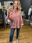 See This Through Patterned Top - Raspberry-Eesome-Anna Kaytes Boutique, Women's Fashion Boutique in Grinnell, Iowa