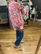 See This Through Patterned Top - Raspberry-Eesome-Anna Kaytes Boutique, Women's Fashion Boutique in Grinnell, Iowa