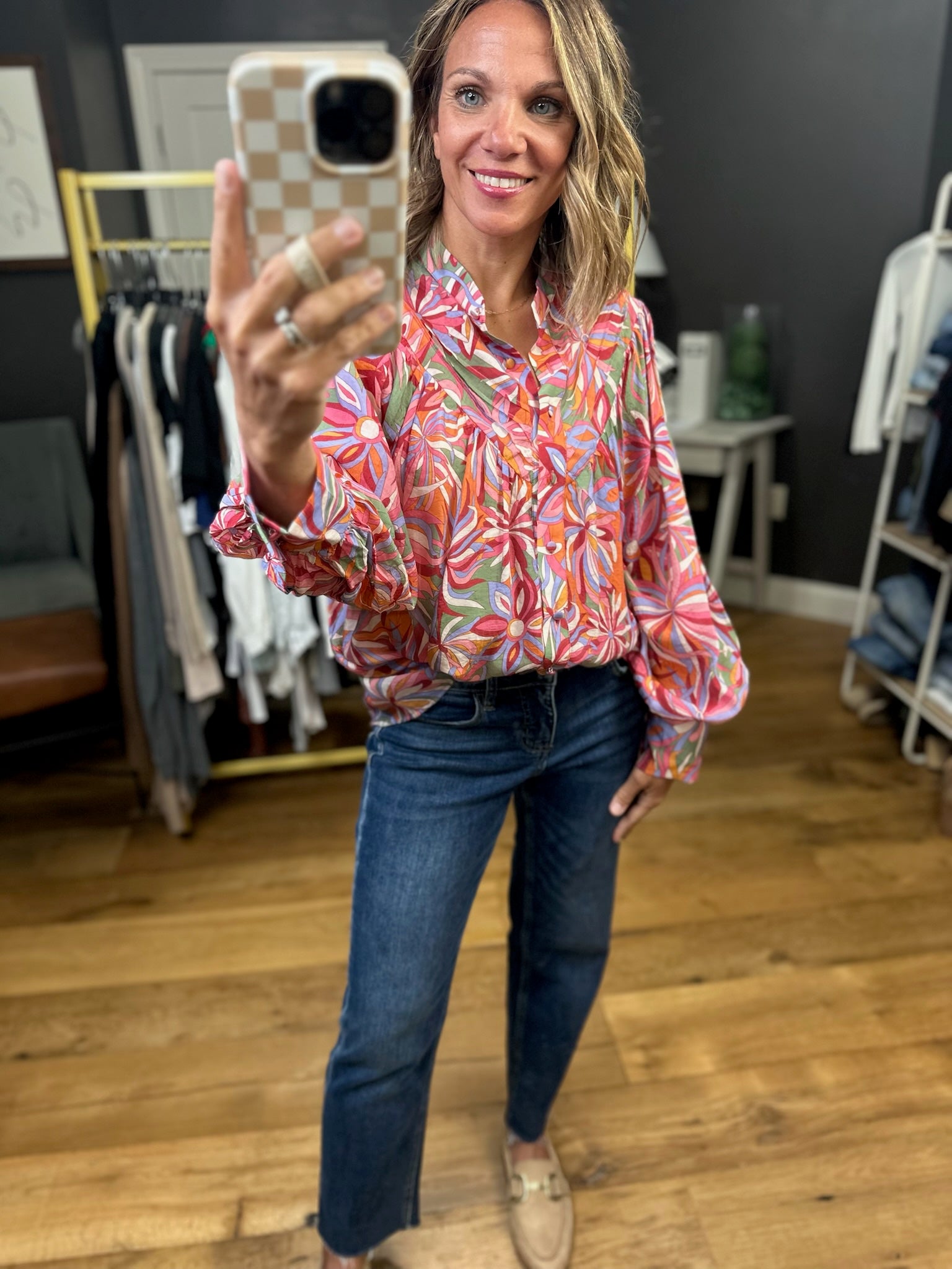 See This Through Patterned Top - Raspberry-Eesome-Anna Kaytes Boutique, Women's Fashion Boutique in Grinnell, Iowa