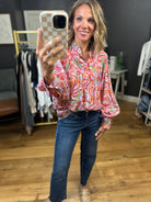 See This Through Patterned Top - Raspberry-Eesome-Anna Kaytes Boutique, Women's Fashion Boutique in Grinnell, Iowa