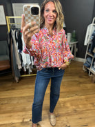 See This Through Patterned Top - Raspberry-Eesome-Anna Kaytes Boutique, Women's Fashion Boutique in Grinnell, Iowa