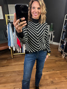 No Matter What Striped Mock-Neck Sweater - Black-Be Cool 64413-Anna Kaytes Boutique, Women's Fashion Boutique in Grinnell, Iowa