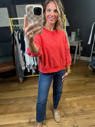 End Of The Day 3/4 Sleeve Top - Red-Jodifl-Anna Kaytes Boutique, Women's Fashion Boutique in Grinnell, Iowa