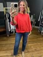 End Of The Day 3/4 Sleeve Top - Red-Jodifl-Anna Kaytes Boutique, Women's Fashion Boutique in Grinnell, Iowa