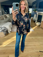 Moonlight Flowers Button-Down Top-Entro-Anna Kaytes Boutique, Women's Fashion Boutique in Grinnell, Iowa