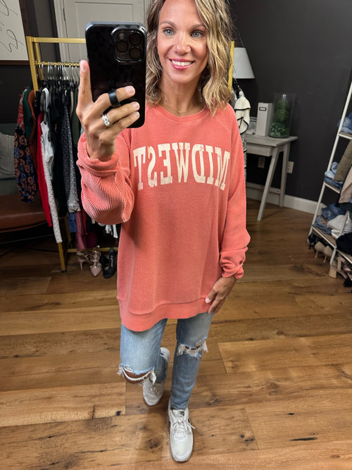 Midwest Washed Relaxed Fit Crewneck - Cinnamon