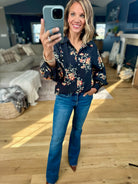 Moonlight Flowers Button-Down Top-Entro-Anna Kaytes Boutique, Women's Fashion Boutique in Grinnell, Iowa