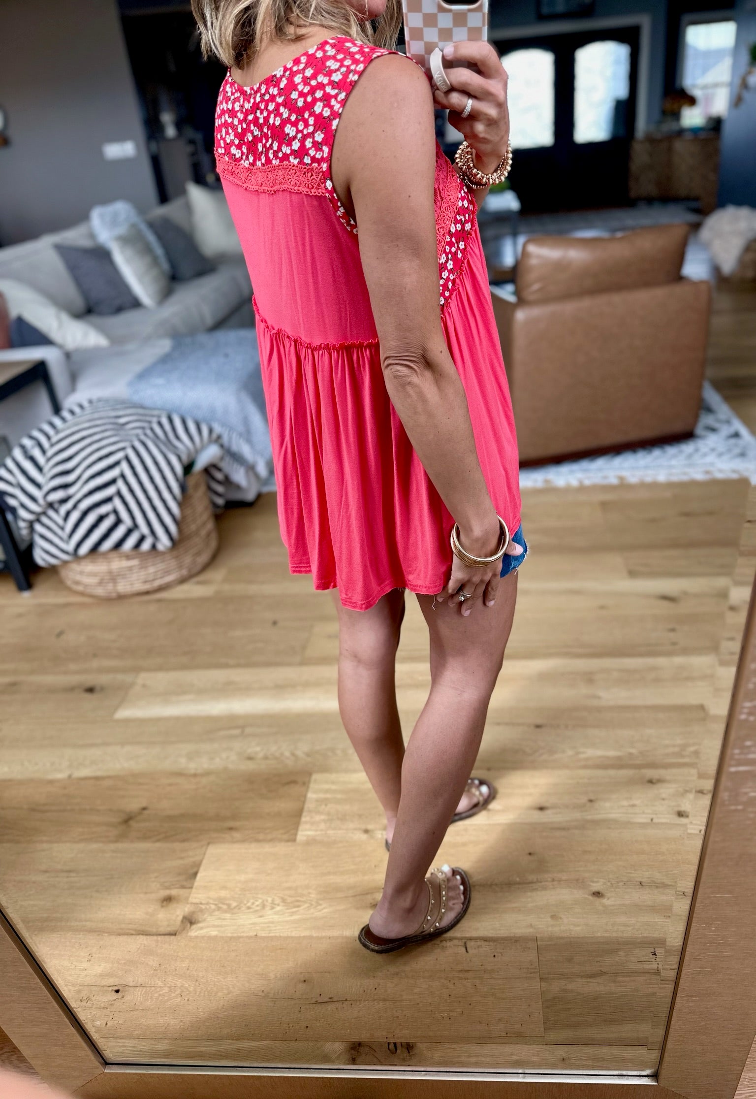 A Little Reason Lace-Detail Top - Deep Coral-POL-Anna Kaytes Boutique, Women's Fashion Boutique in Grinnell, Iowa