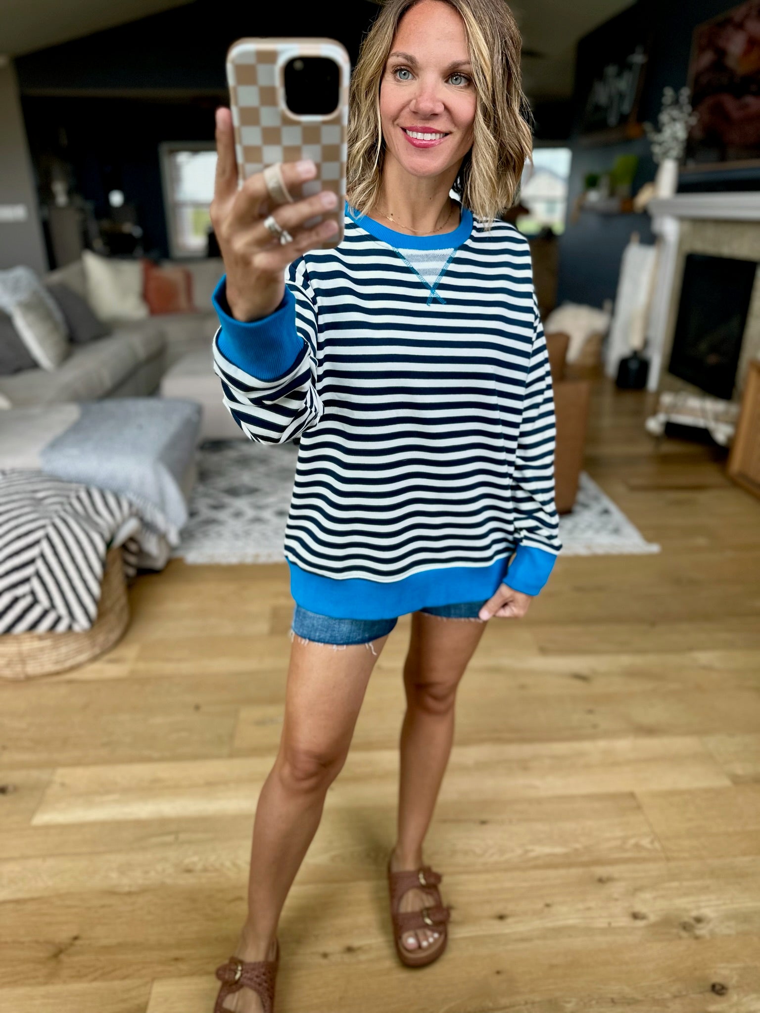 Rookie Season Striped Pullover - Multiple Options-Hem & Thread-Anna Kaytes Boutique, Women's Fashion Boutique in Grinnell, Iowa