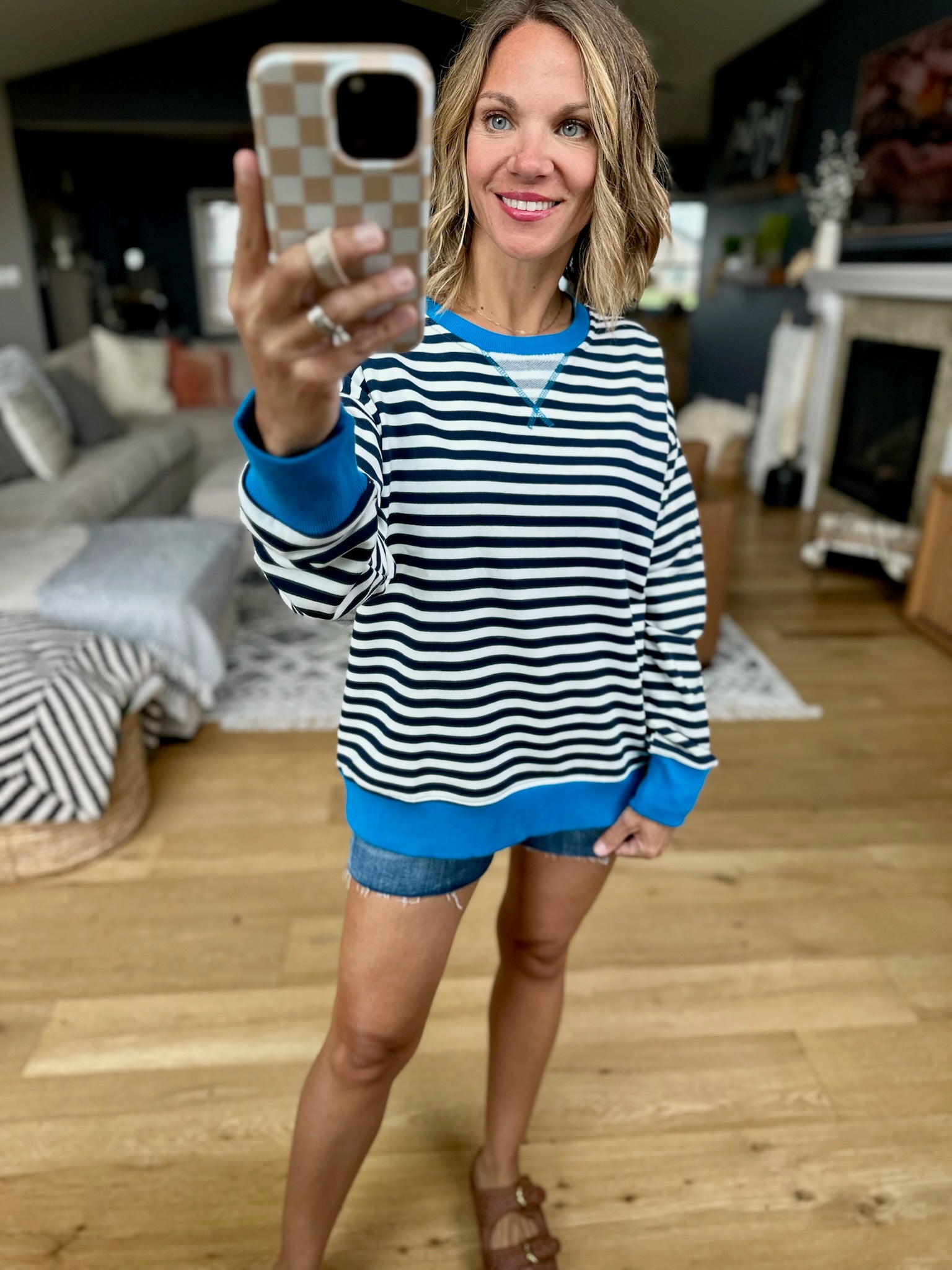 Rookie Season Striped Pullover - Multiple Options-Hem & Thread-Anna Kaytes Boutique, Women's Fashion Boutique in Grinnell, Iowa