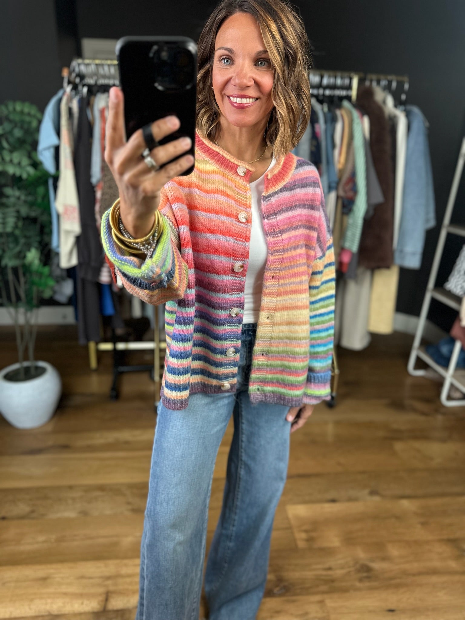 My Kind Of Joy Striped Button-Down Cardigan-Sweaters-Wishlist-Anna Kaytes Boutique, Women's Fashion Boutique in Grinnell, Iowa