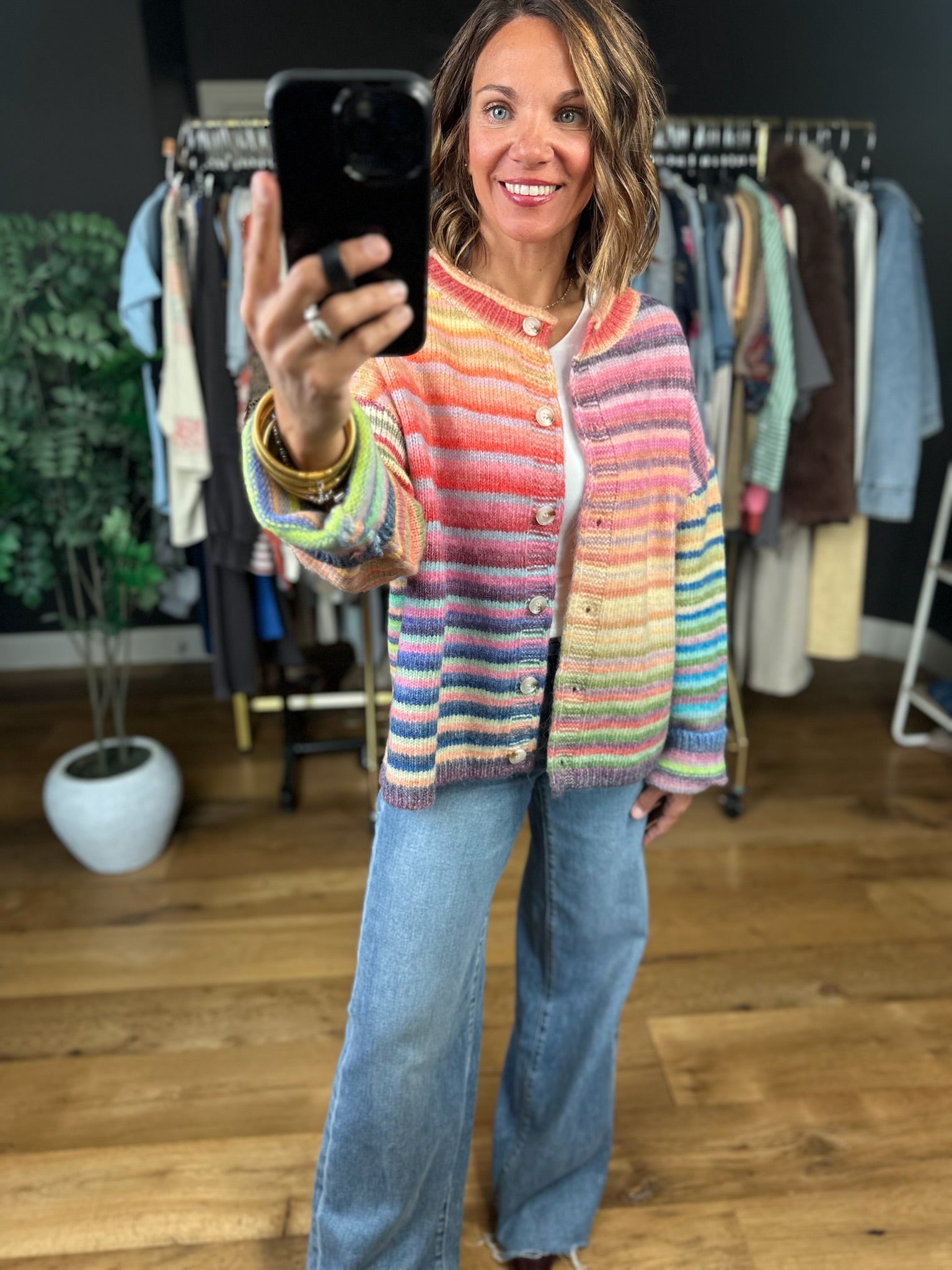 My Kind Of Joy Striped Button-Down Cardigan-Sweaters-Wishlist-Anna Kaytes Boutique, Women's Fashion Boutique in Grinnell, Iowa