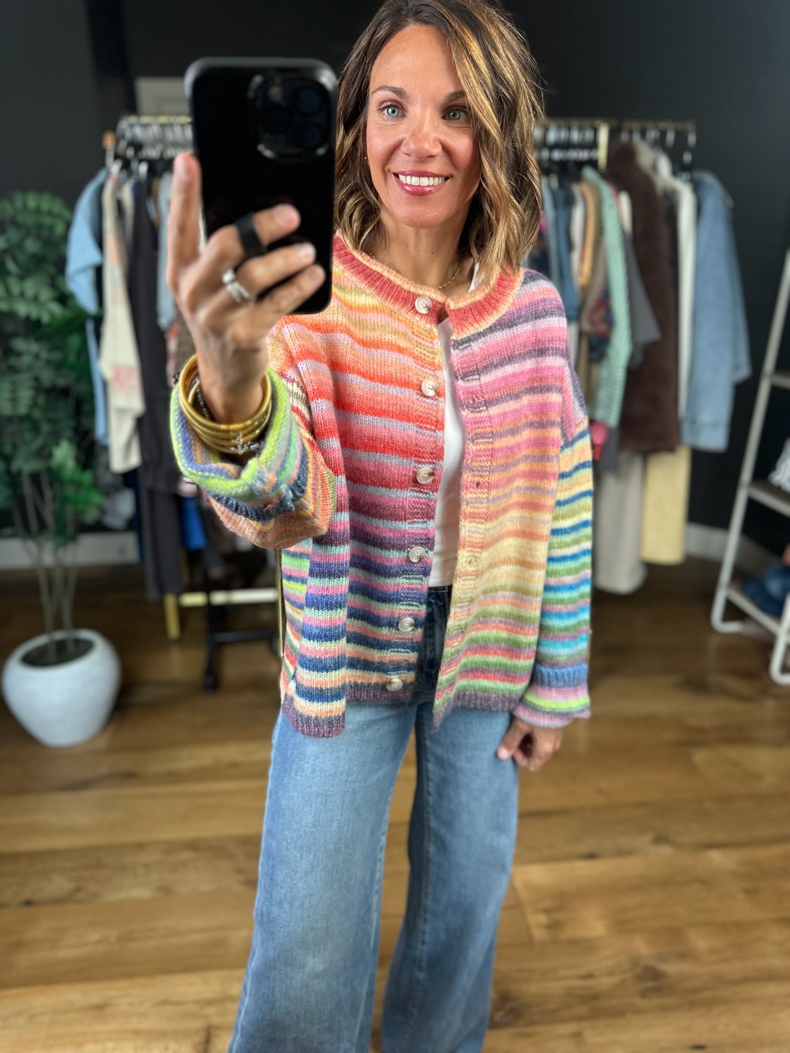 My Kind Of Joy Striped Button-Down Cardigan-Sweaters-Wishlist-Anna Kaytes Boutique, Women's Fashion Boutique in Grinnell, Iowa