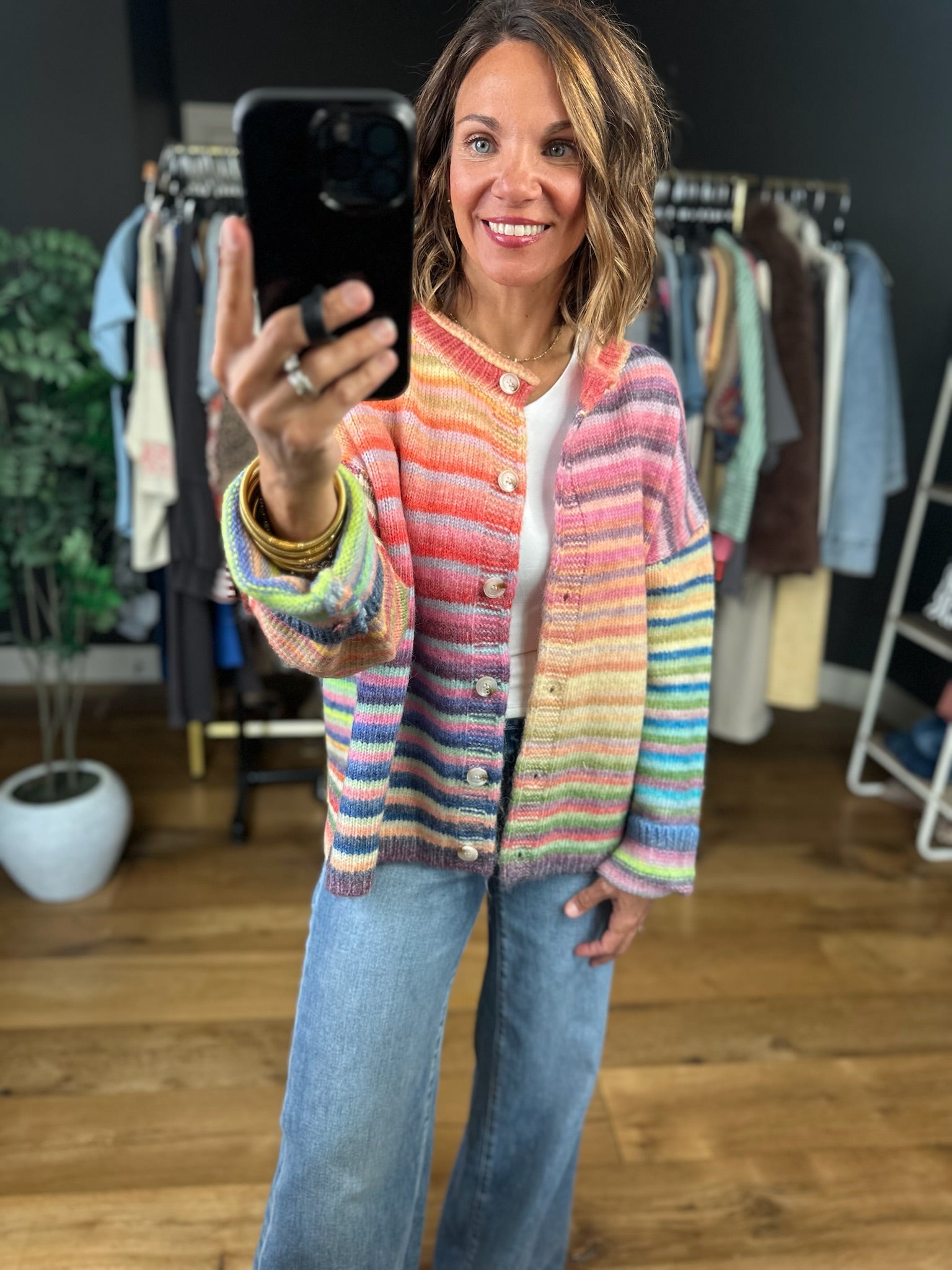 My Kind Of Joy Striped Button-Down Cardigan-Sweaters-Wishlist-Anna Kaytes Boutique, Women's Fashion Boutique in Grinnell, Iowa