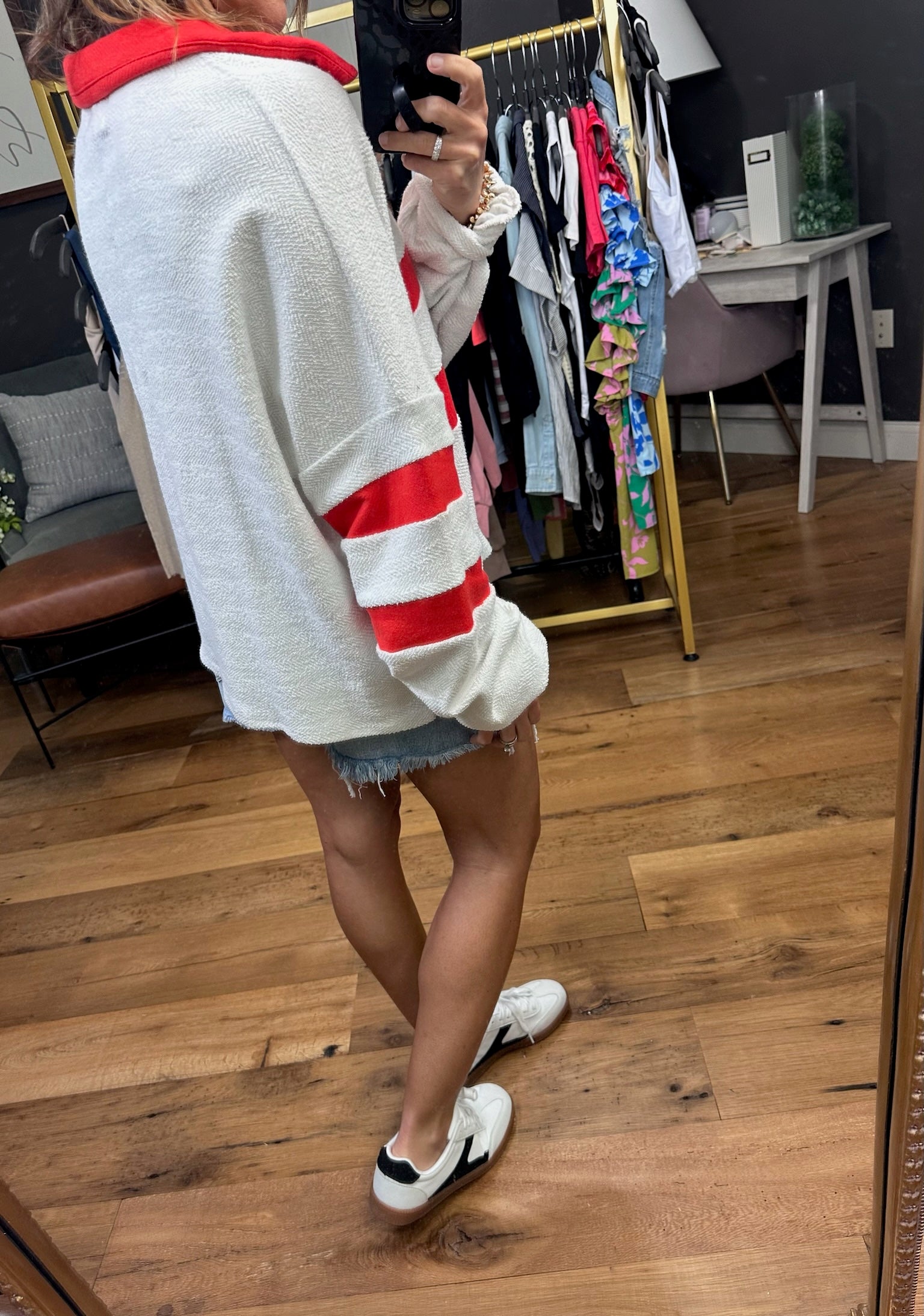 Letters of Love Oversized Pullover - Ash Grey/Red-Sweaters-Bucketlist-Anna Kaytes Boutique, Women's Fashion Boutique in Grinnell, Iowa