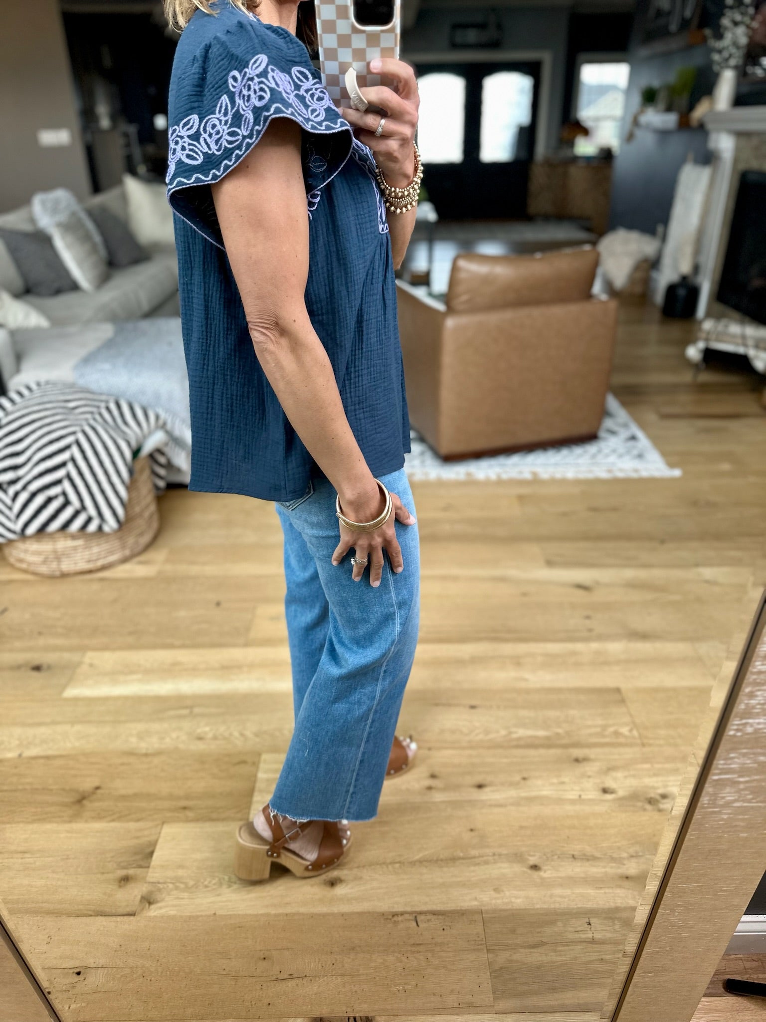 Best Is Yet To Come Embroidered Top - Blueberry-Easel-Anna Kaytes Boutique, Women's Fashion Boutique in Grinnell, Iowa